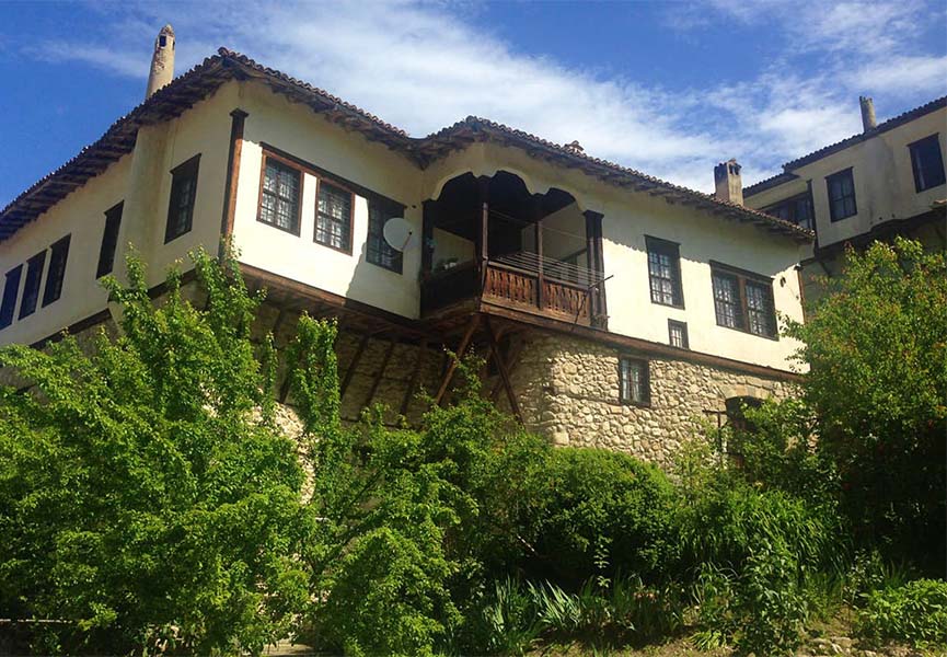 Vintage design of the facade of the mansion of the rulers of the Middle Rhodopes