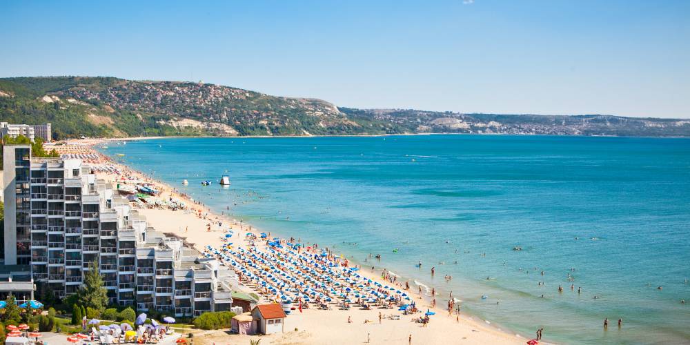 Warm Black Sea by a sandy beach in Bulgaria