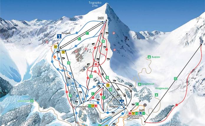 Map of ski slopes in Bansko