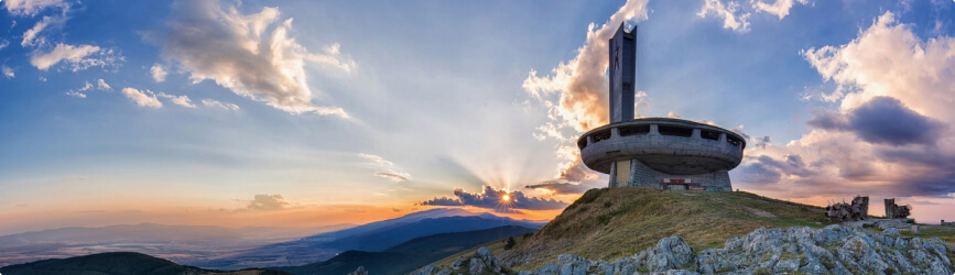 Buzludzha Monument at sunset